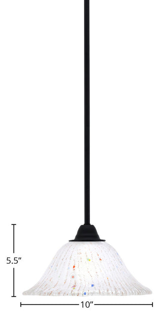 Paramount Mini Pendant, Matte Black, 10" Frosted Crystal Glass