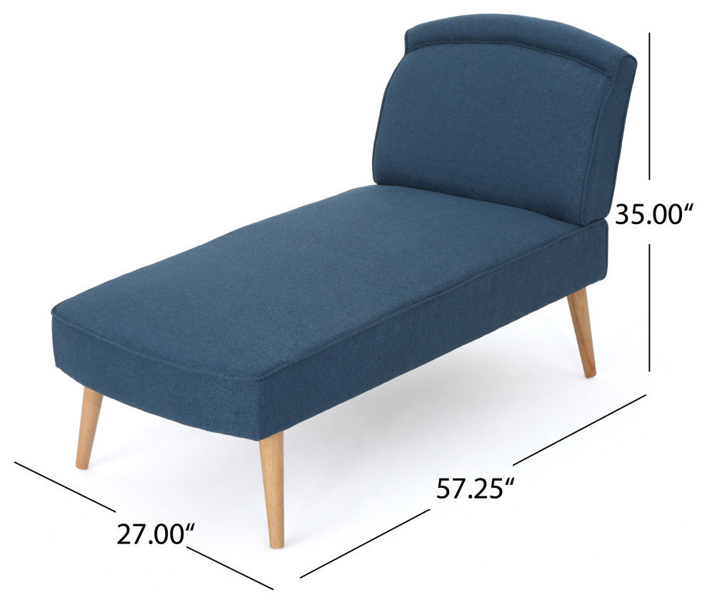 GDF Studio Jolie Mid Century Modern Fabric Chaise Lounge, Navy Blue