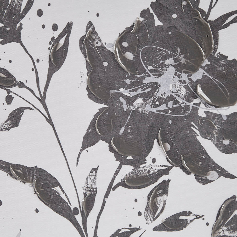 Madison Park Cassia Floral Black and White Canvas Wall Art