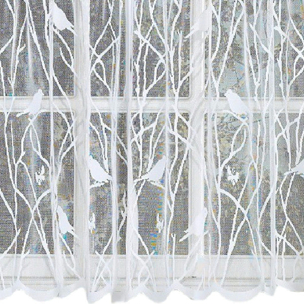 Songbird White Lace Kitchen Curtain, 56"x36" Tier Pair