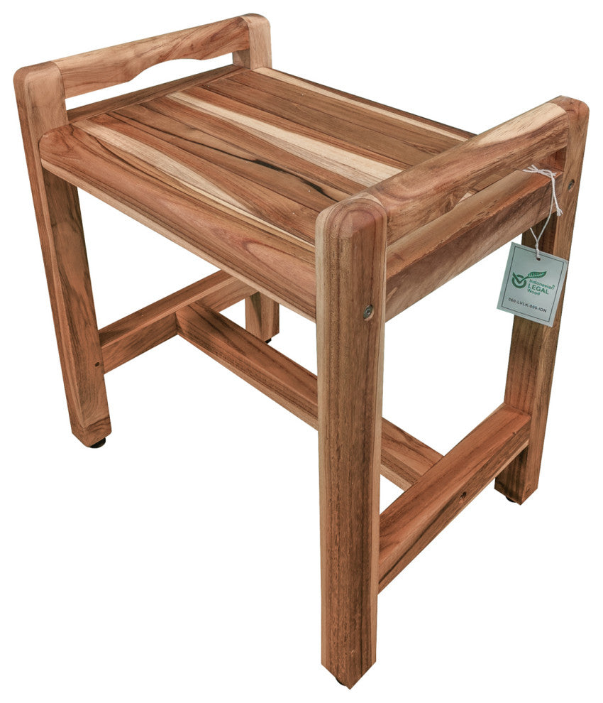 EcoDecors EarthyTeak Classic 18" Shower Bench With LiftAide Arms