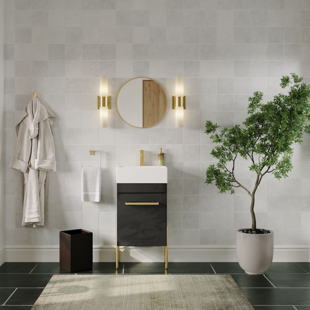 Ravena, Bathroom Vanity, Black, 18", Single Sink, Freestanding