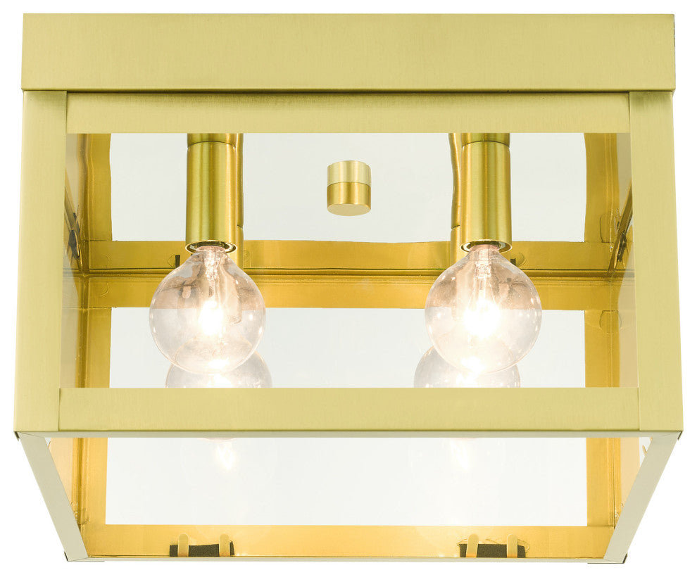 Satin Brass Transitional, Nautical,  Mission, Flush Mount