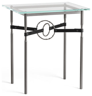 Equus Side Table, Dark Smoke Finish, Dark Smoke Accents, Black Leather Strap