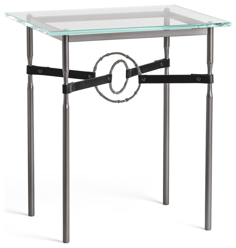 Equus Side Table, Dark Smoke Finish, Dark Smoke Accents, Black Leather Strap