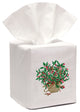 Linen Tissue Box Cover, Holly Basket