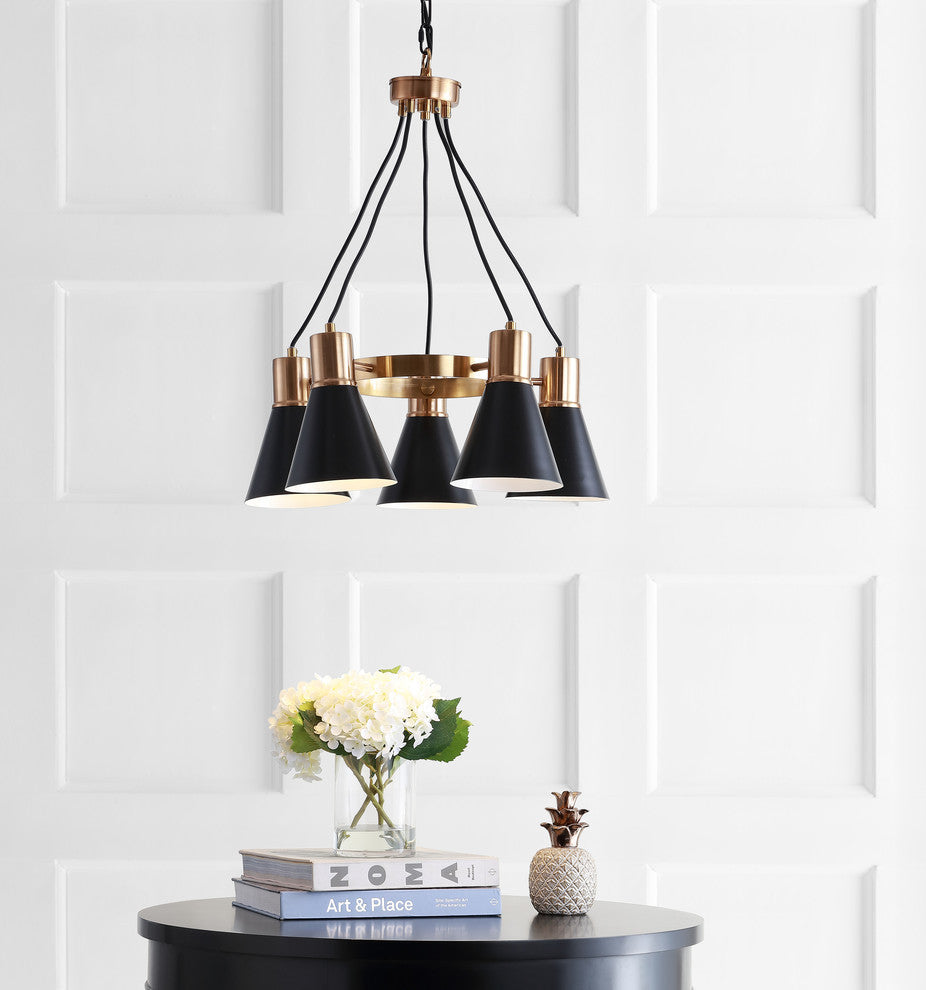 Apollo 3-Light Adjustable LED Task Pendant Lamp, Black/Brass Gold, 5-Light(s)
