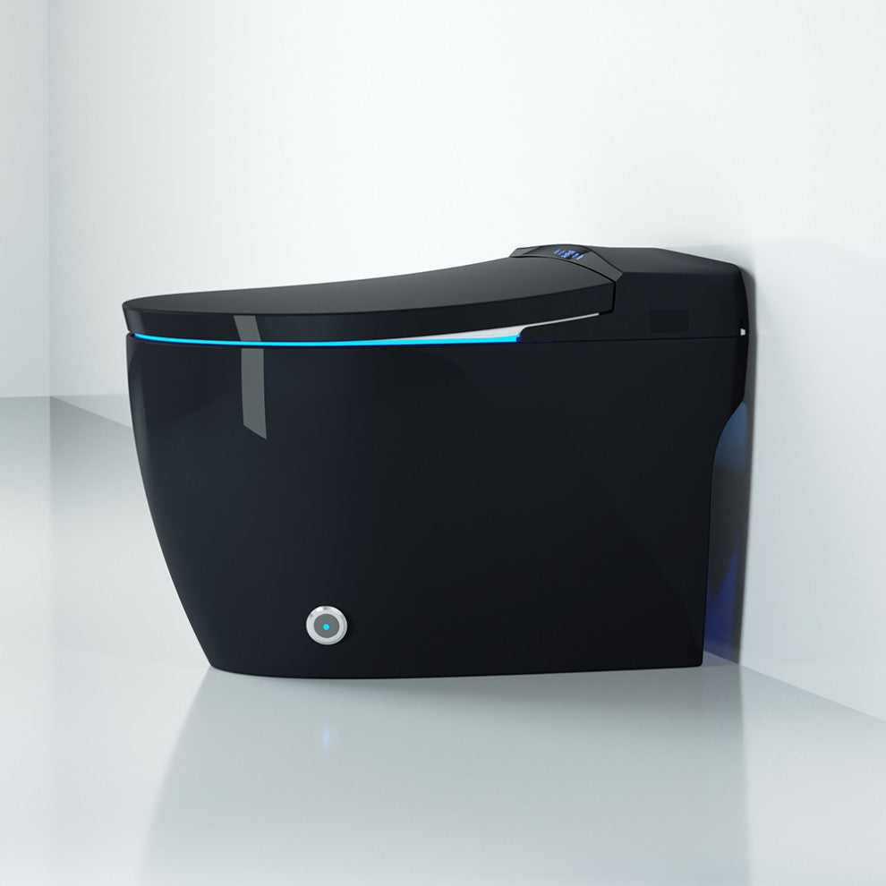 One-Piece Elongated Black Smart Toilet Floor Mounted Automatic Toilet Self-Clean