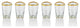 Kampari Triangular Shot Glasses with Gold Rim, Set of 6
