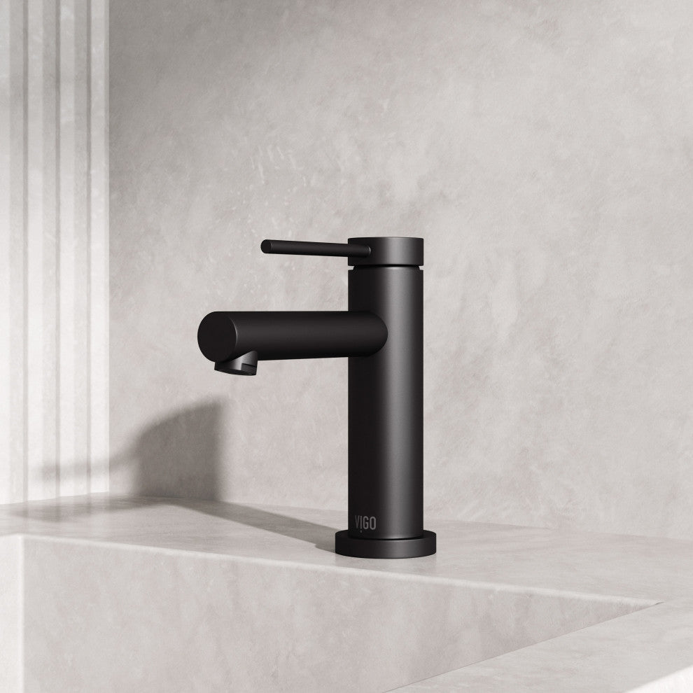 VIGO Jewel 6" H Single Handle Single Hole Bathroom Faucet, Matte Black
