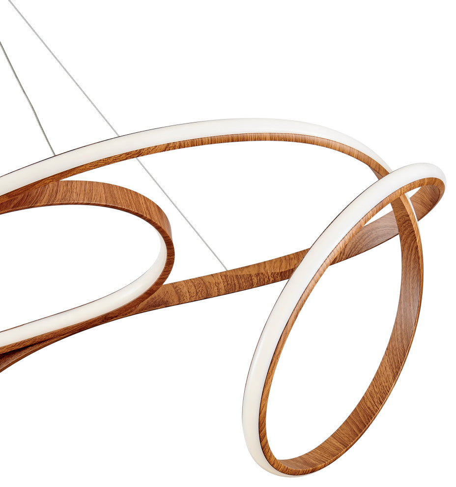Moscow Dimmable Integrated LED Chandelier, Wood, Without Smart Dimmer