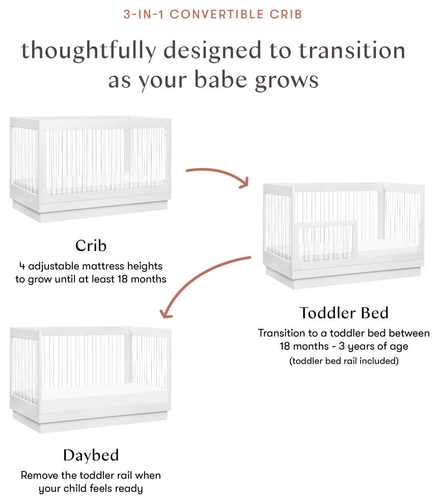 Harlow Acrylic 3-in-1 Convertible Crib With Toddler Bed Conversion Kit