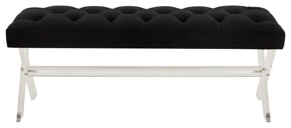 Safavieh Couture Tourmaline Tufted Acrylic Bench, Black