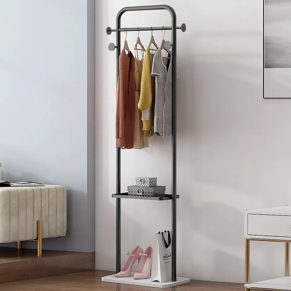 66" Modern Freestanding Rail Cloth Rack with Marble Base