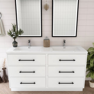 Victoria 60" Double Sink Solid Wood Bath Vanity, Glossy White