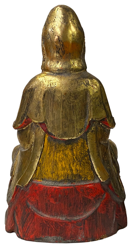 Vintage Chinese Wooden Carved Home Guardian Kwan Yin Figure Hws1175