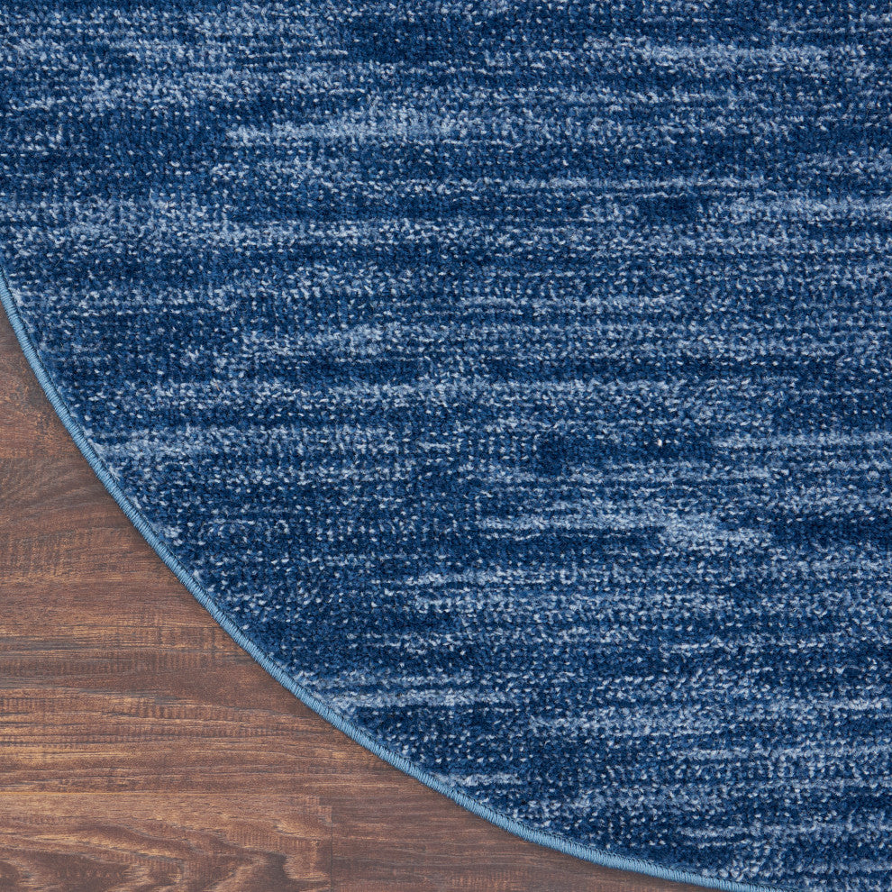 Nourison Essentials 8' x Round Navy Blue Outdoor Area Rug