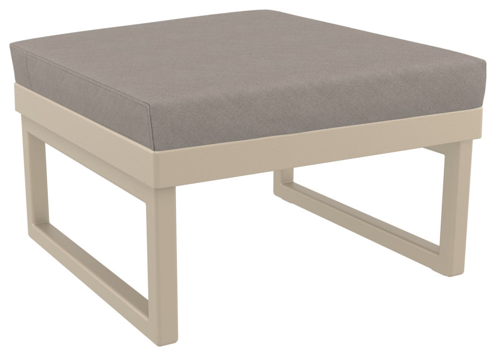 Mykonos Ottoman Taupe With Acrylic Fabric Taupe Cushion