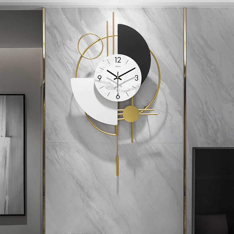 Modern 16.5" Decorative Big Wall Clocks for Living Room 3D Round Wall Clock