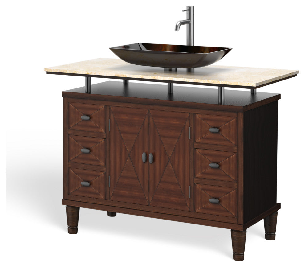 Woodard Bathroom Vanity, Single Sink, 48", Brown, Freestanding