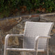 GDF Studio Dorside Outdoor Wicker Armed Chairs With an Aluminum Frame, Set of 4, Chateau Gray