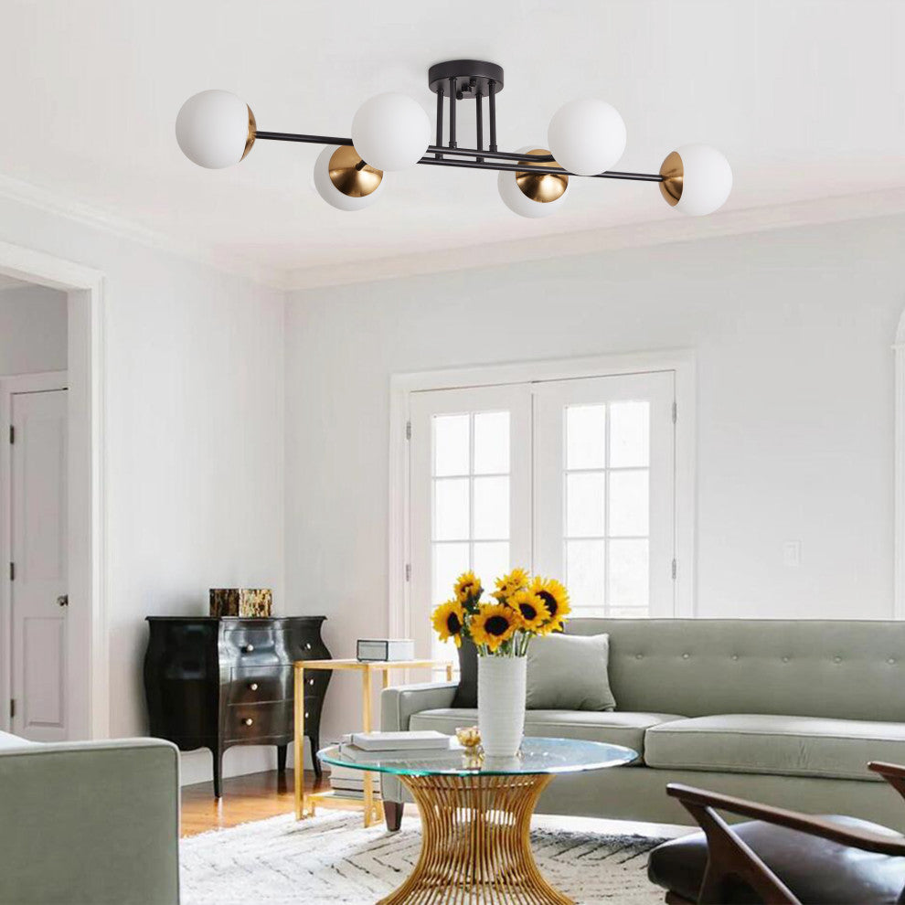 Modern Ceiling Light Flush Mount Chandelier, 6-Light