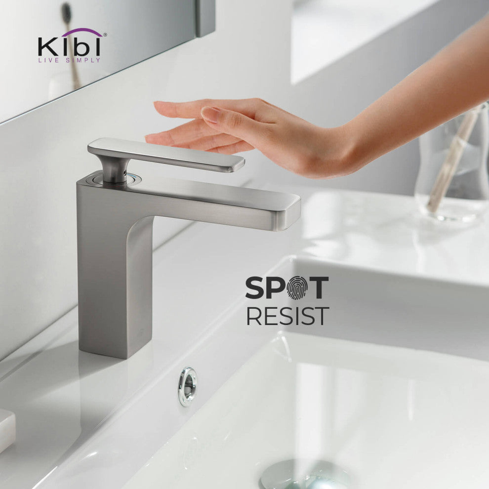 Infinity Single Handle Bathroom Faucet KBF1006, Brush Nickel, W/ Drain