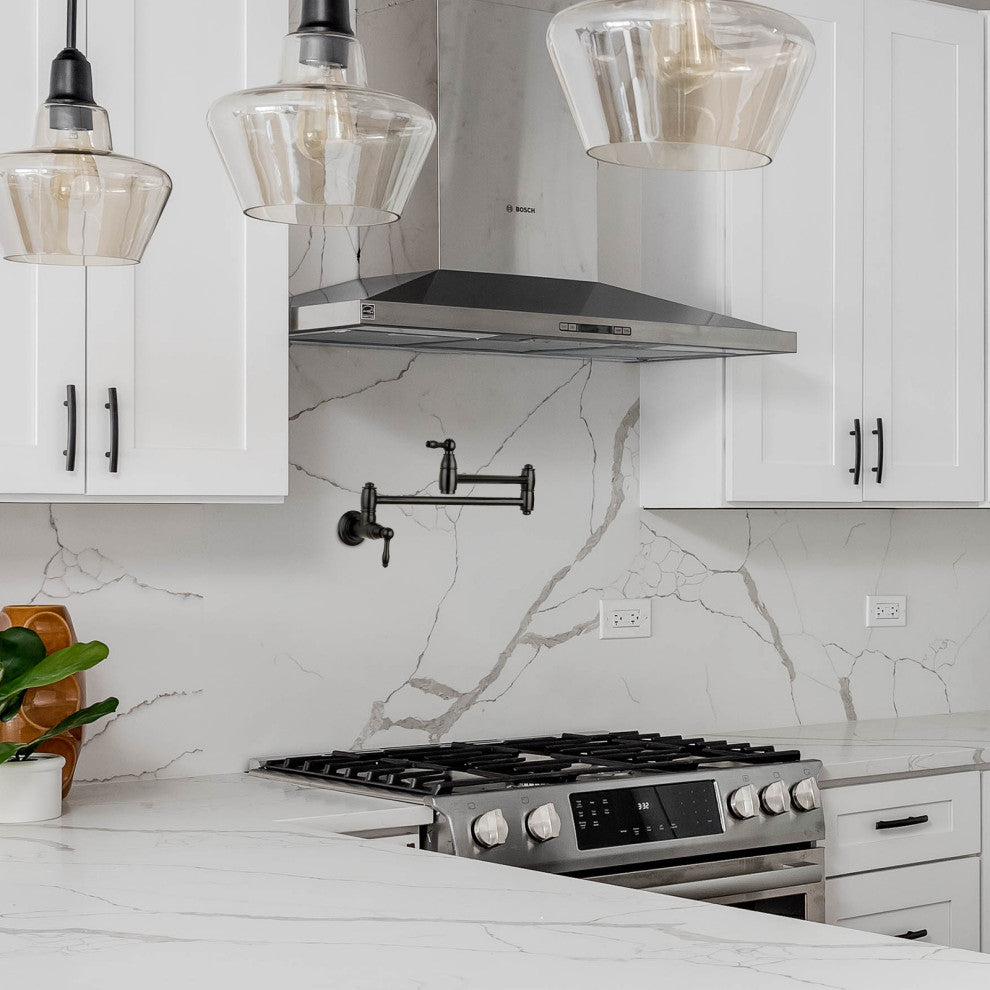 Copper Pot Filler Kitchen Faucet Wall-Mounted, Matte Black