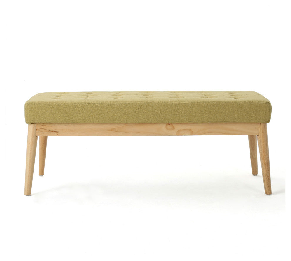 GDF Studio Mid-Century Modern Fabric Upholstered Bench, Olive Green