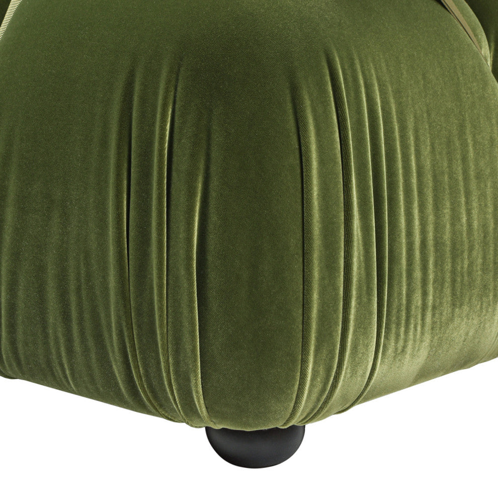 Marcel 109.5" Post-Modern Modular Chaise Sofa, Olive Green Performance Velvet