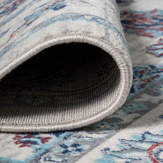 Modern Persian Moroccan Ivory/Blue/Red 5' Square Area Rug