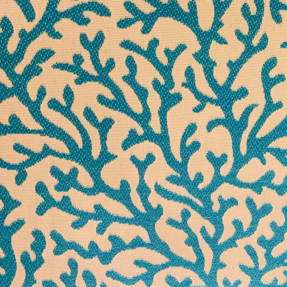 Plutus Marlin Vines Blue, cream Floral Luxury Throw Pillow, 20"x30" Queen