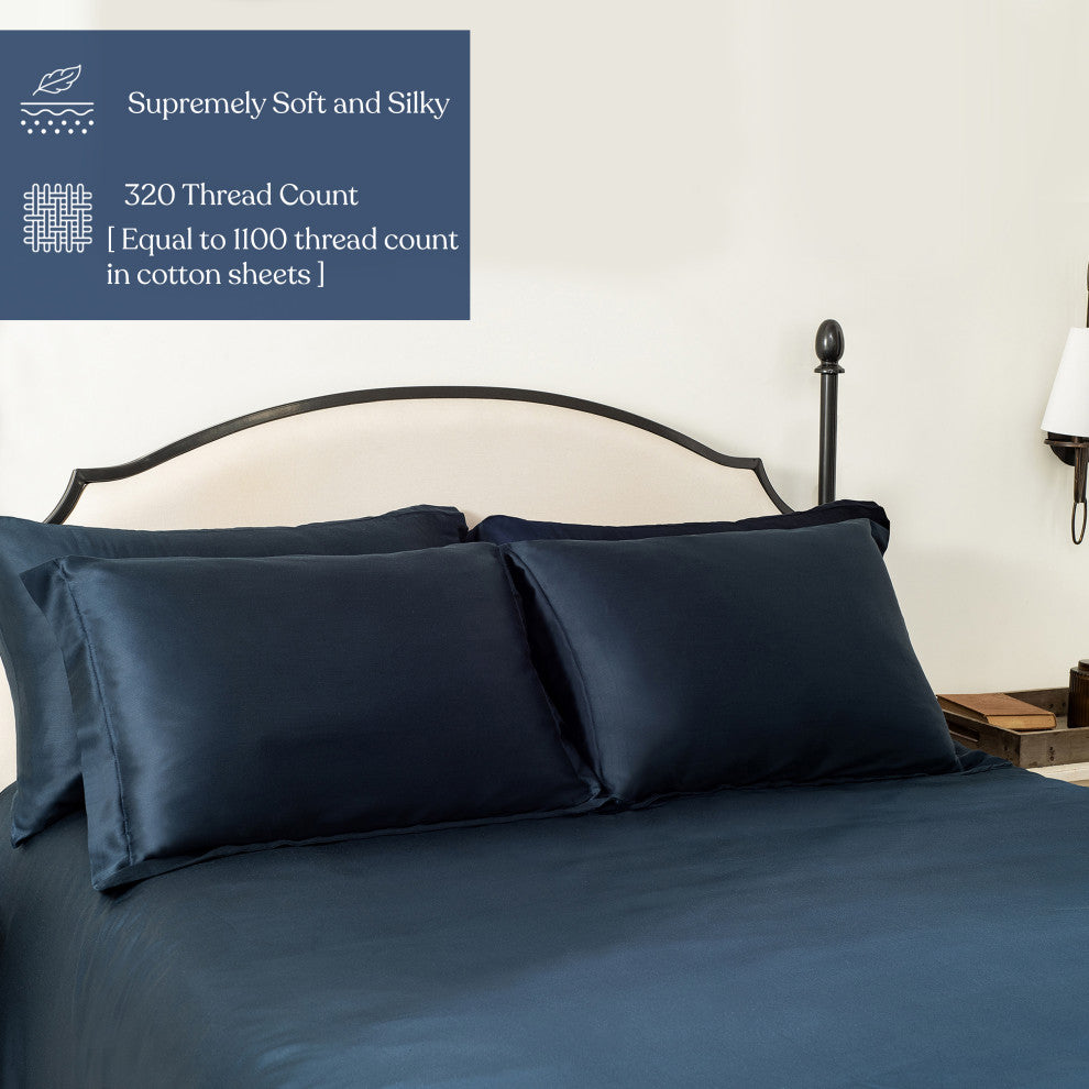 Delara 100% Eucalyptus Lyocell Tencel Bedding Sheet Bundle, Carbon, Twin, 75"x105"