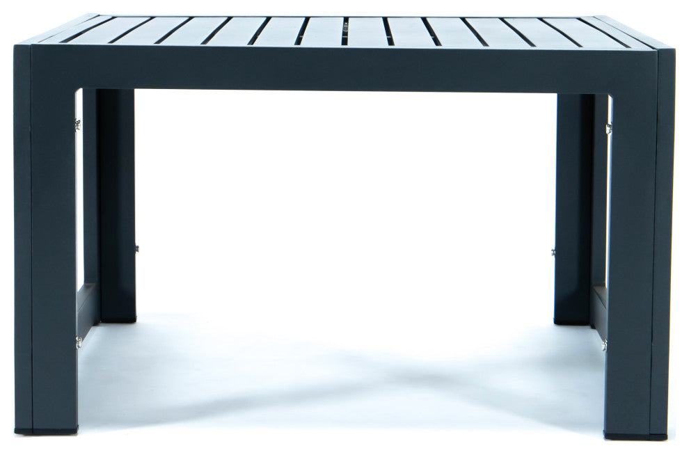 LeisureMod Chelsea Patio Coffee Table With Black Aluminum Black