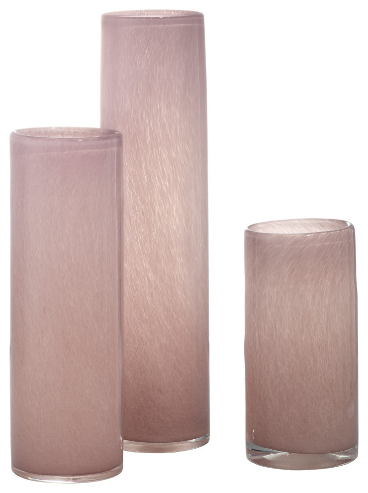 Gwendolyn Hand Blown Glass Vases, Set of 3, Pink