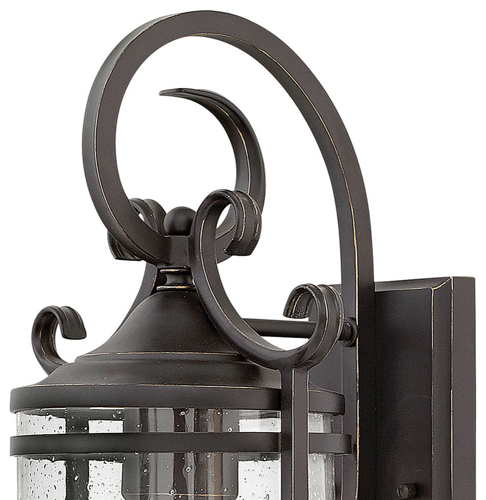 Hinkley Casa Medium Wall Mount Lantern, Olde Black With Clear Seedy Glass