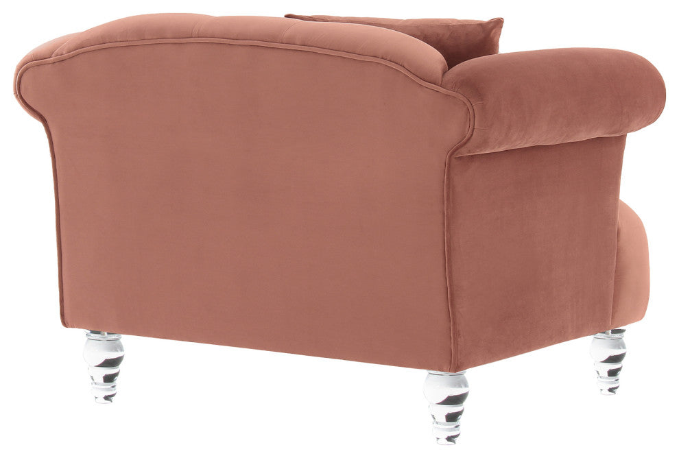 Elegance Contemporary Chair in Blush Velvet with Acrylic Legs