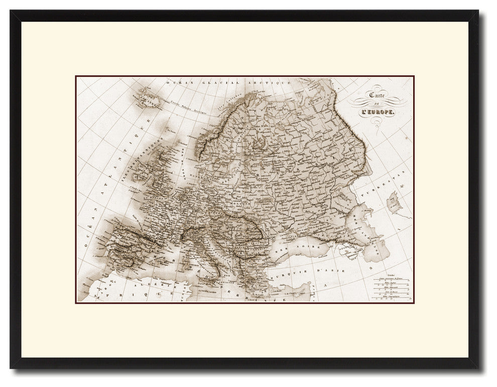 Europe Vintage Sepia Map Canvas Print, 16"x21"