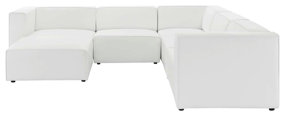 Sectional Sofa Set, Faux Vegan Leather, White, Modern, Living Lounge Hospitality