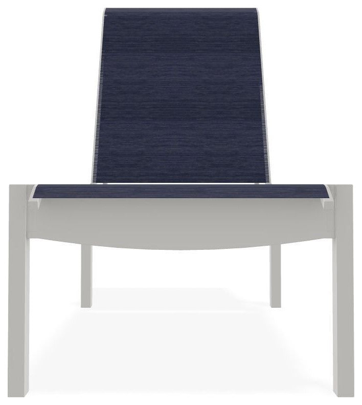 Leeward Sling Stackable Outdoor Chaise Lounge, Collect Indigo/Snow