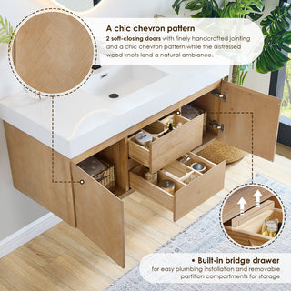 Siena Wall-mounted Single Bath Vanity, Light Brown, 48inch, With Mirror