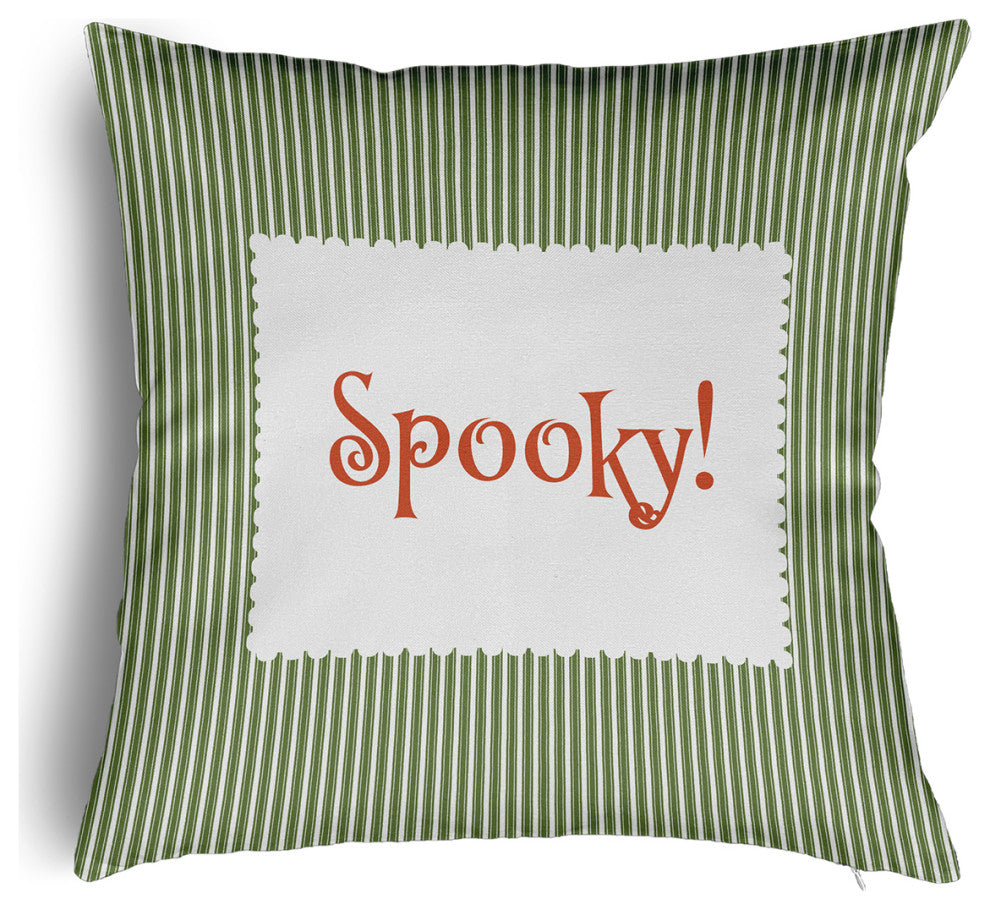 Halloween Spooky Ticking Accent Pillow With Removable Insert, Scallion, 16"x16"