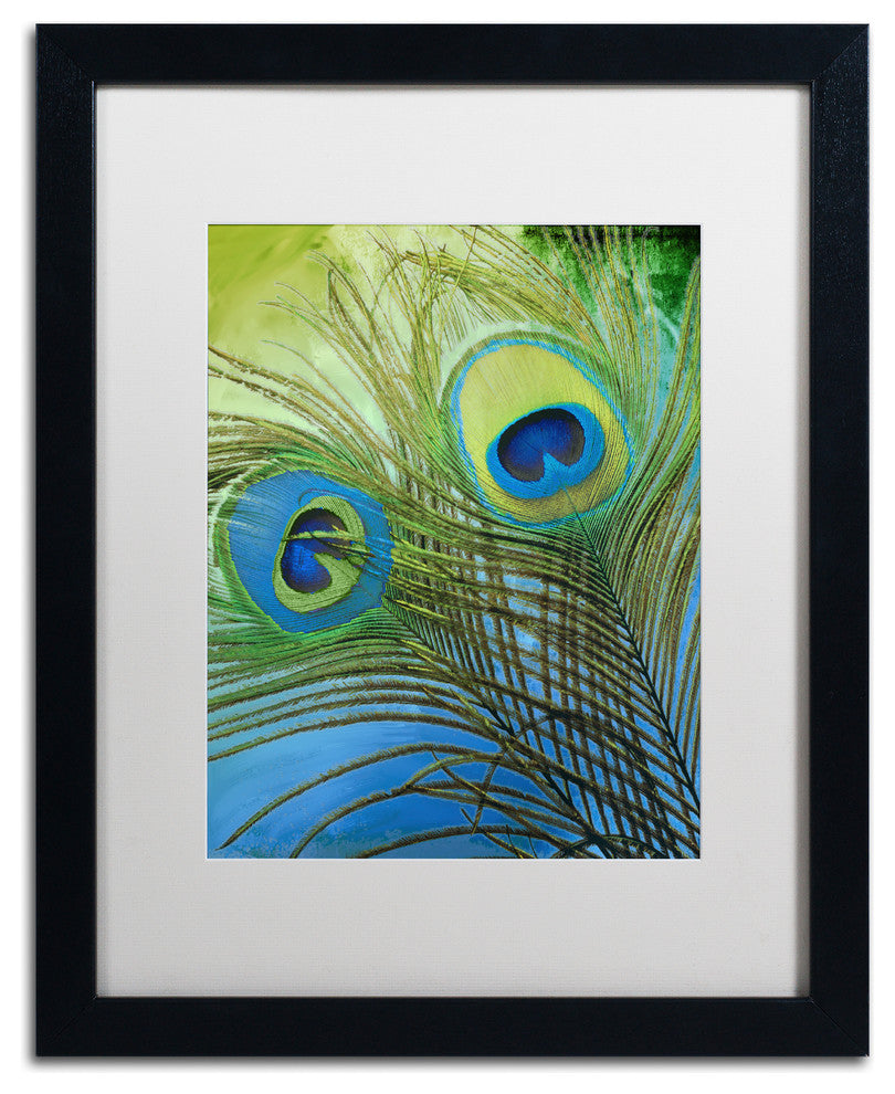 Color Bakery 'Peacock Candy I' Art, Black Frame, White Matte, 16"x20"