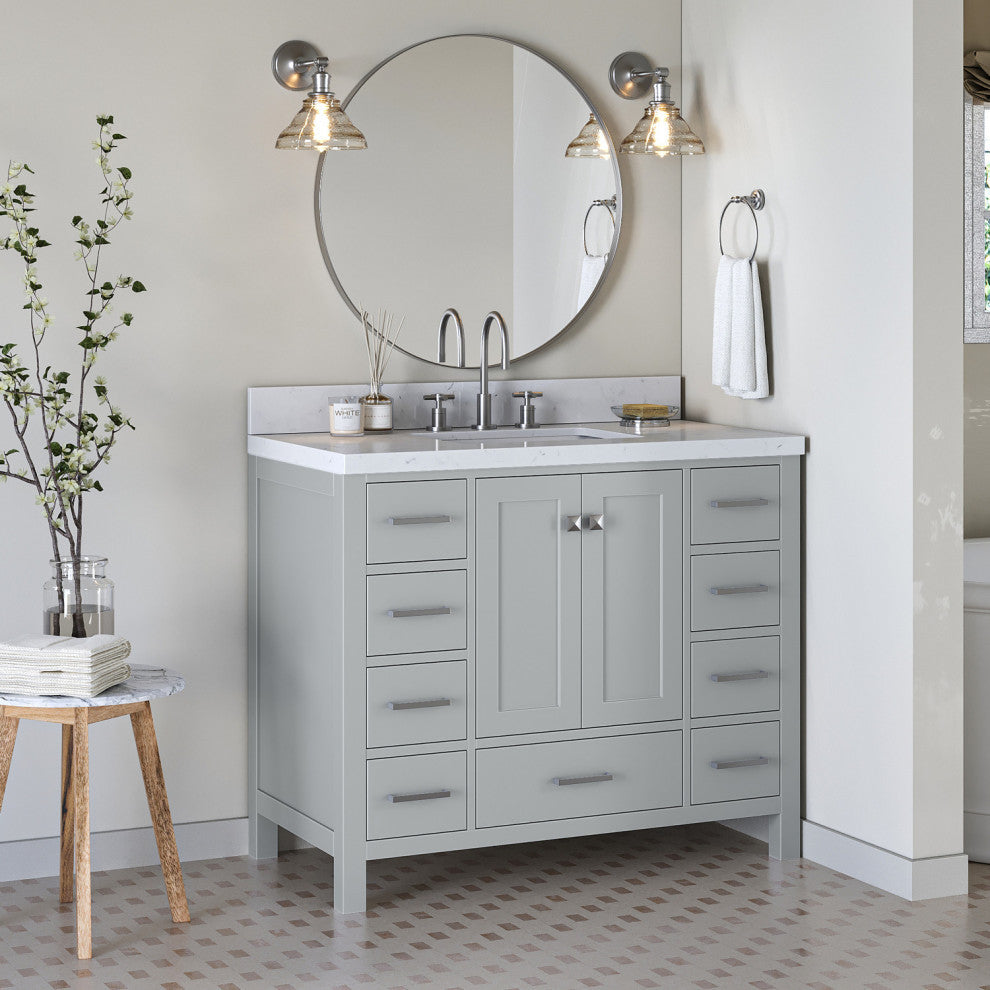 Ariel Cambridge 42" Single Rectangle Sink Vanity, Carrara Quartz