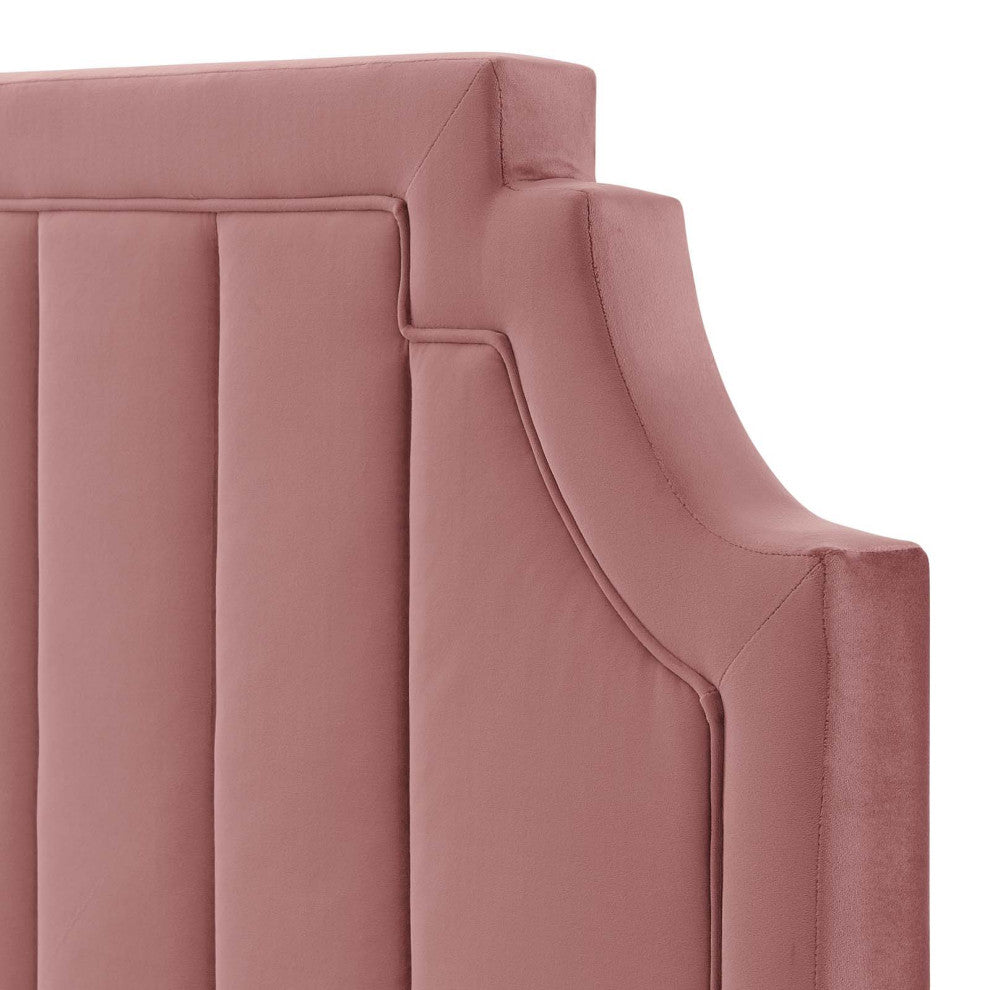 Tufted Headboard, Twin Size, Velvet, Pink, Modern Contemporary, Bedroom Master