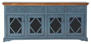 71" Shelter Bay Credenza, Soft White Base, Caribbean Rum Top
