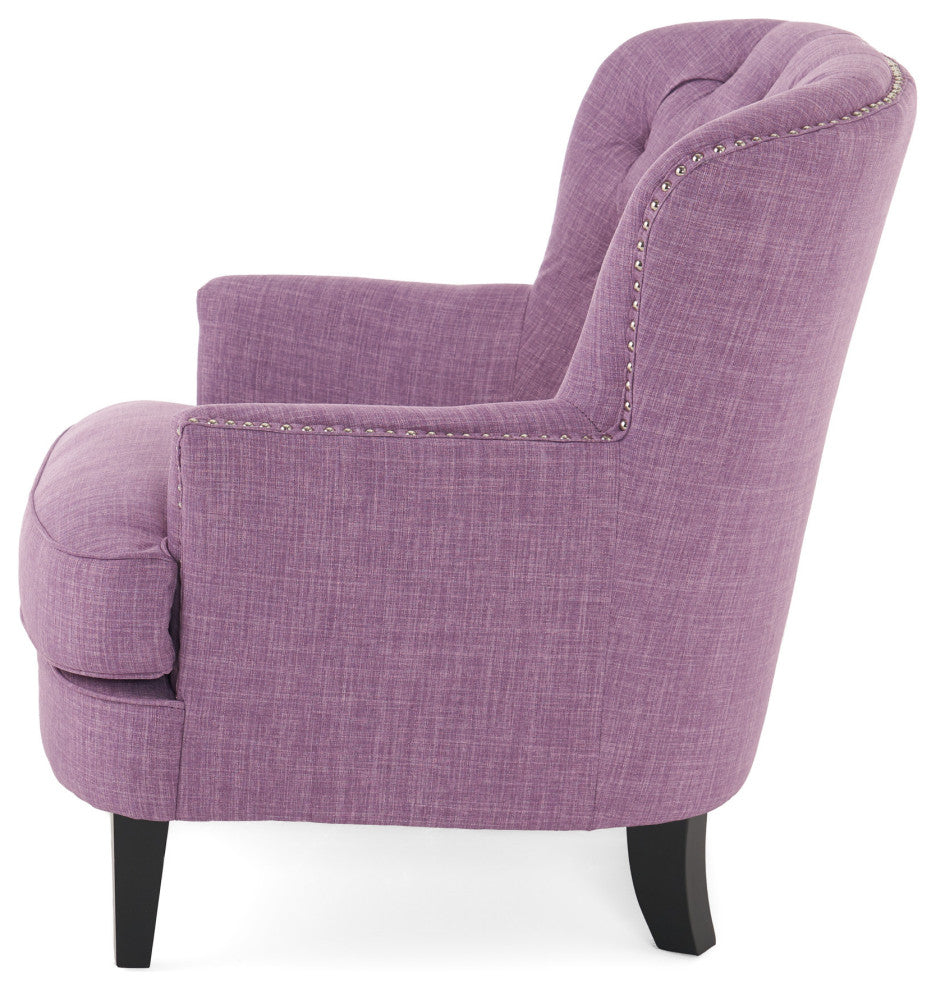 GDF Studio Laxford Light Purple Tufted Fabric Club Chair