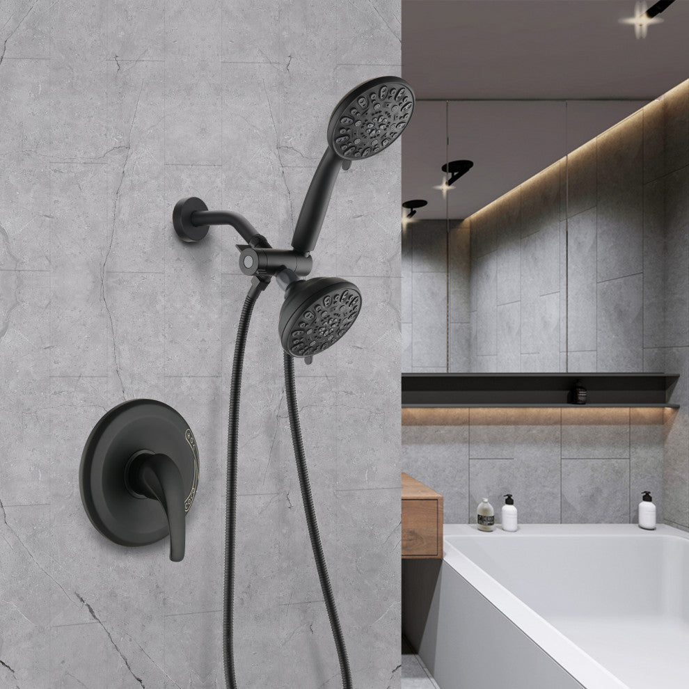 Set of shower heads With handheld and valve, Matte Black