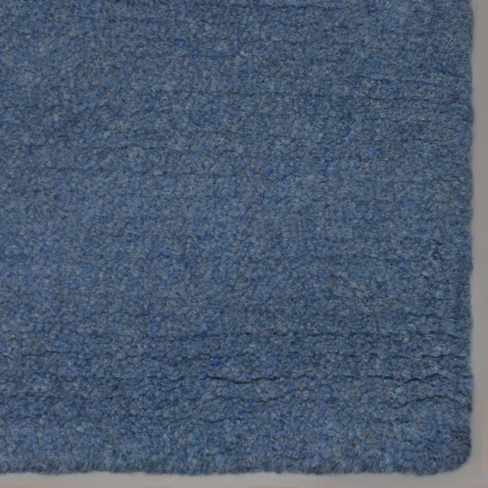 Hand Knotted Tibbati Wool Area Rug Solid Blue, [Rectangle] 8'x11'