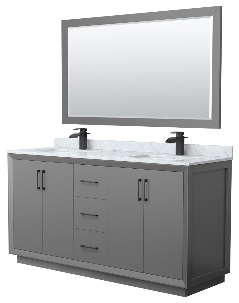 Wyndham WCF414166DGBCMUNSM58 Strada 66 Inch Double Bathroom Vanity in Dark Gray